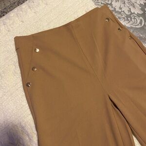 TAN | wide leg pant with gold buttons size L